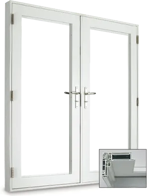 Modern White French Doors PNG image