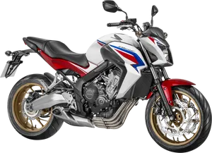 Modern White Red Sports Motorcycle