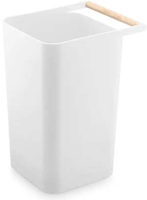 Modern White Trash Canwith Wooden Handle