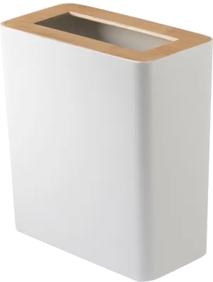 Modern White Trash Canwith Wooden Lid PNG image