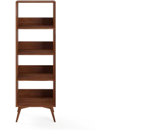 Modern Wooden Bookshelf Mid Century Design PNG image