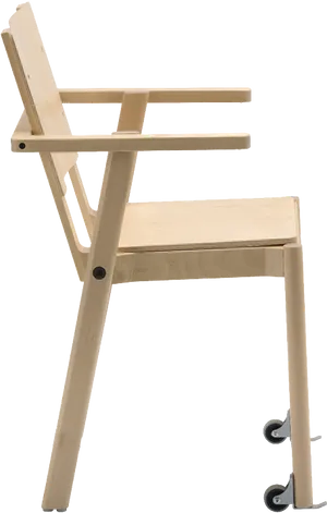 Modern Wooden Chairwith Casters PNG