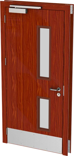 Modern Wooden Doorwith Glass Panels PNG image