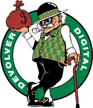 Modified Celtics Logowith Money Bag PNG image