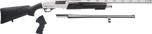 Modular Pump Action Shotgun Disassembled PNG
