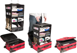 Modular Travel Suitcase Organizer Set PNG