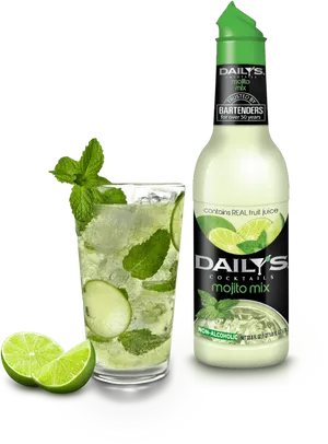 Mojito Cocktail Mixand Glass PNG image