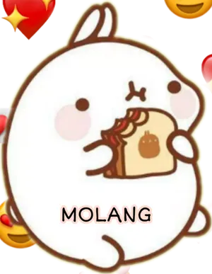 Molang Cartoon Character Eating PNG image