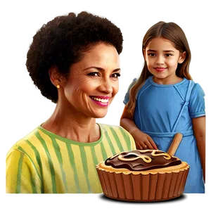 Mom And Child Baking Png Mke PNG image