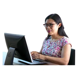 Mom At Computer Work Png Cnk3 PNG image