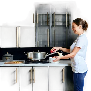 Mom Cooking In Kitchen Png 05232024 PNG image