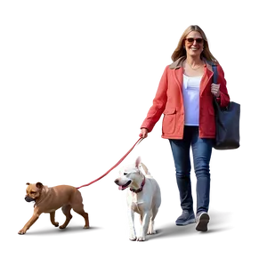 Mom With Pets Walking Png 05232024 PNG image