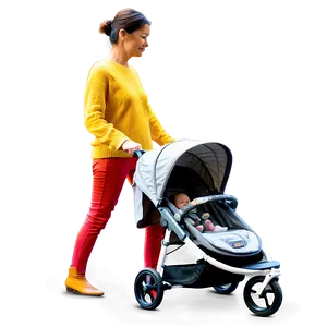 Mom With Stroller Walking Png 54 PNG image