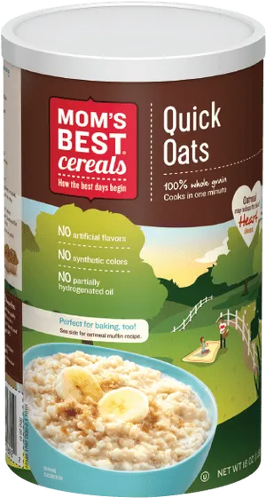Moms Best Quick Oats Cereal Container PNG image