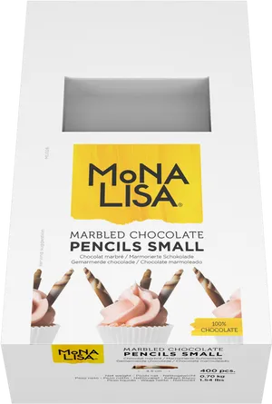 Mona Lisa Marbled Chocolate Pencils Packaging PNG image