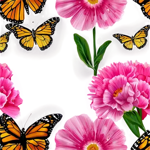 Monarch Butterflies And Flowers PNG 06252024