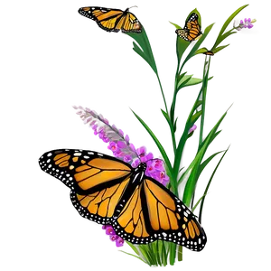 Monarch Butterflies In Grass PNG Nqc25 PNG