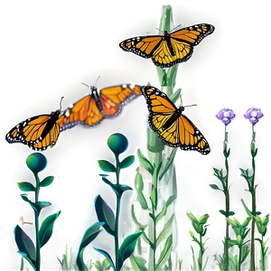 Monarch Butterflies In Meadow PNG 20