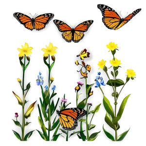 Monarch Butterflies In Meadow PNG Svf PNG