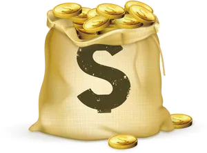 Money Bag Fullof Gold Coins PNG image