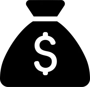 Money Bag Icon Blackand White PNG image