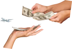 Money Exchange Airplane Concept PNG image