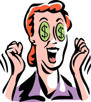 Money Eyed Cartoon Character PNG image