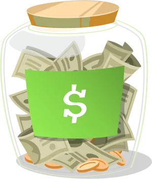 Money Jar Fullof Cash Illustration