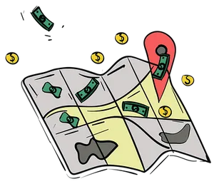 Money Map Location Finance Concept