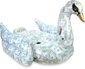 Money Printed Swan Pool Float PNG image