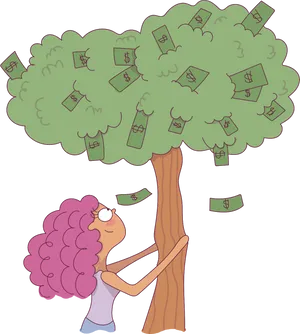 Money Tree Cartoon Illustration PNG image