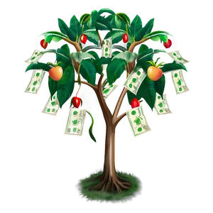 Money Tree With Fruits PNG 06272024