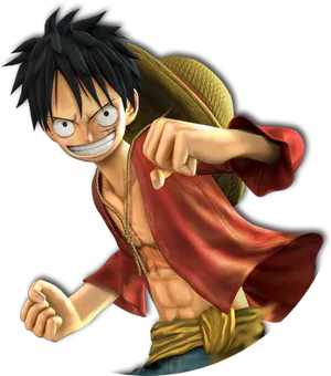 Monkey D Luffy Action Pose PNG image
