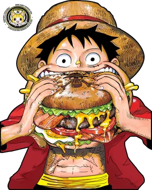 Monkey D Luffy Giant Burger Challenge PNG image