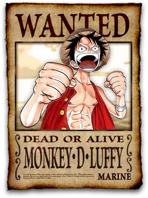 Monkey D Luffy Wanted Poster PNG image