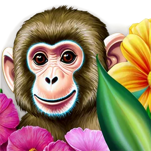 Monkey Face With Flowers PNG Duo61 PNG