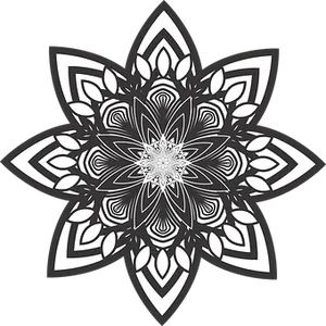Monochrome Floral Mandala Design PNG image