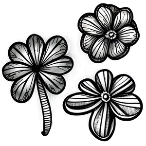 Monochrome Flower Doodle PNG Qxv PNG