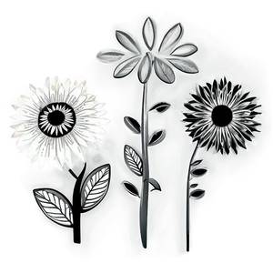 Monochrome Flowers Design Png 63 PNG image