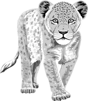 Monochrome Leopard Illustration PNG image