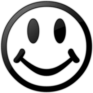 Monochrome Smiley Face Icon PNG image