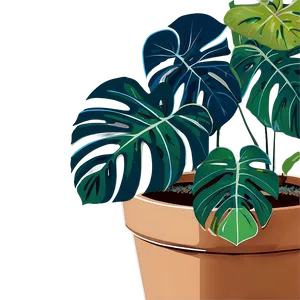 Monstera In Pot Drawing PNG 05232024