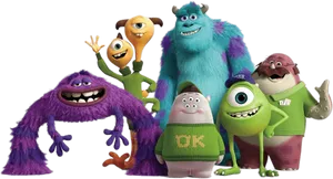 Monsters Animated Characters Group PNG image