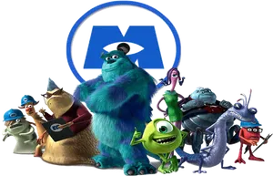 Monsters Inc Character Lineup PNG image