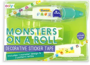 Monsters On A Roll Decorative Sticker Tape Packaging PNG image