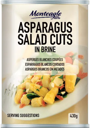 Monteagle Asparagus Salad Cuts Brine Can PNG image