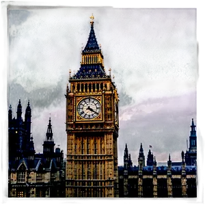 Moody Big Ben In Rain PNG Mql