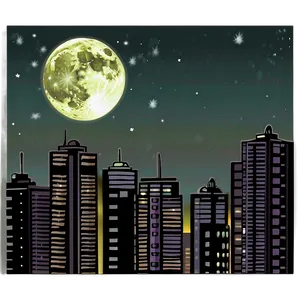 Moon Shining Over City PNG 06132024 PNG