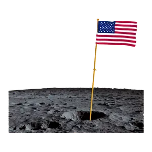 Moon Surface With Flag Planting Moment Png 06262024 PNG image