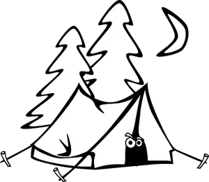 Moonlit Camping Scene Vector PNG image